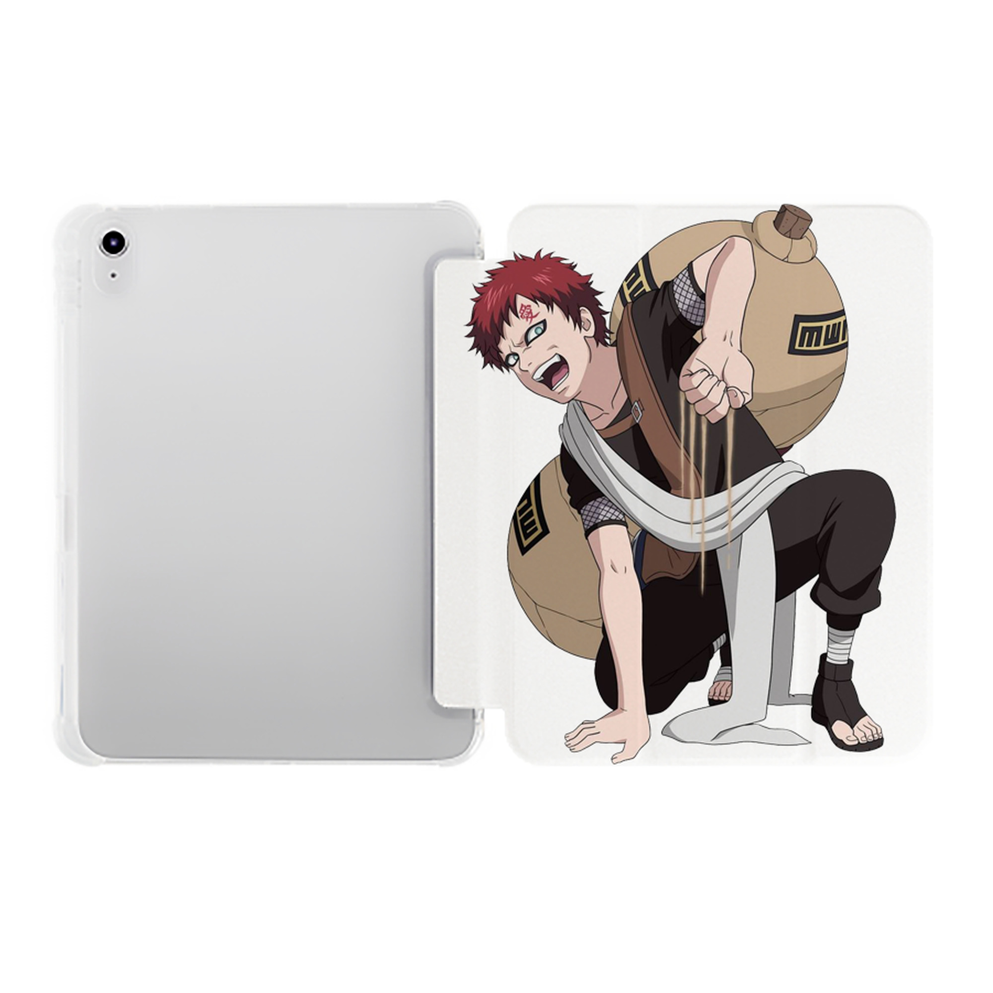 （画像用） NARUTO -ナルト- ガアラ Gaara IPad ケース ペン収納付き 三つ折りスタンド PUレザー×シリコン 対応機種9.5/10.5/10.9インチ